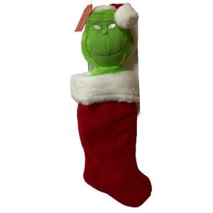 Dr. Seuss The Grinch Hallmark Plush 3D Christmas Holiday Stocking 1998 Vintage